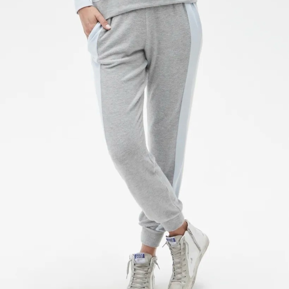 NWT Michael Stars Gray Light  Blue Stripe Petra Pocket Joggers Women's Size M
